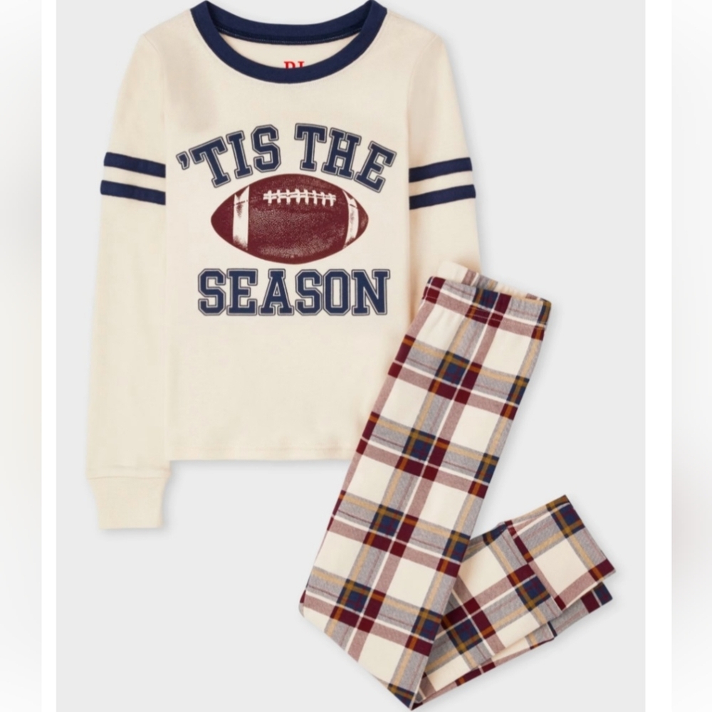 PJ Place Pajamas 'Tis The Season Womens Large Two Piece Football PJs Cotton